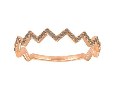 Anello Fulmine, Diamanti Marroni 0,15 Ct, Oro Rosso 18k, Dito 54 - Immagine Standard - 1