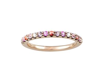 Fede Nuziale Arcobaleno A Semicerchio Di 2 Mm, Zaffiri Rosa E Arancio 0,30 Carati, Diamanti 0,08 Carati, Oro Rosa 18kt, Dito 54