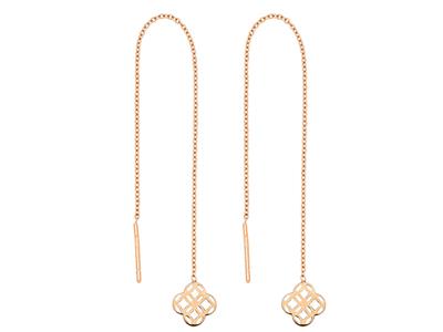 Orecchini, Catena Forçat Rotonda Di 10 Cm, Cerchi Intrecciati, Oro Rosa 18 Ct.