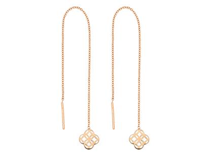 Orecchini, Catena Forçat Rotonda Di 10 Cm, Cerchi Intrecciati, Oro Rosa 18 Ct. - Immagine Standard - 1