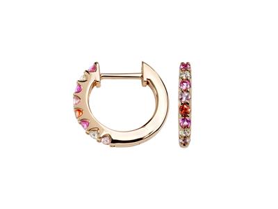 Orecchini A Cerchio Arcobaleno, Diametro Interno 9,20 Mm, Diamanti 0,08 Carati E Zaffiri Rosa E Arancio 0,33 Carati, Oro Rosa 18 Carati
