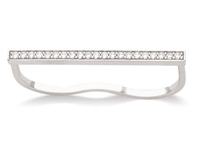 Anello Linea Ossidi Di Zirconio, 40x 3 Mm, Argento 925 Rodiato, Dito 54 - Immagine Standard - 1