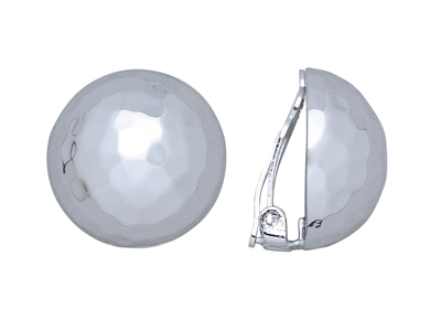 Orecchini A Mezza Sfera Martellati,argento 925 Rodiato - Immagine Standard - 1