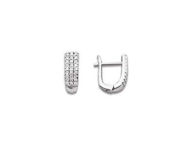 Orecchini Con Ossido Di Zirconio, 3file 15 Mm, Argento 925 Rodiato - Immagine Standard - 1