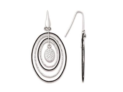 Orecchini Motivo Ovali 7 Cm, Argento 925 Rodiato E Rutenio - Immagine Standard - 1