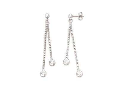 Orecchini Tennis Zirconia, 2 File Catena Pop Corn 6 Cm, Argento 925 Rodiato