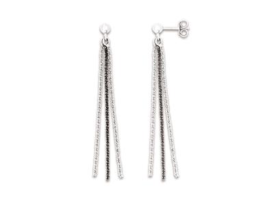Orecchini A Catena A 3 Fili 6 Cm, Argento 925 Rodiato
