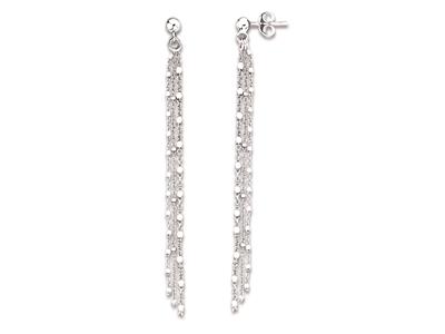 Orecchini A Catena A 3 Fili Fantasia, 7 Cm, Argento 925 Rodiato