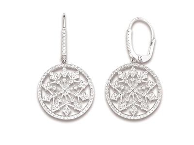 Orecchini Stella Cristalli Bianchi 18 Mm, Altezza 37 Mm, Argento 925 Rodiato