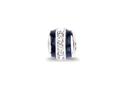 Ciondolo Charm A Sfera Blu Ossido Di Zirconio, Argento 925 Rodiato