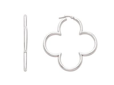 Creoli Fantasia A Forma Di Fiore, Diametro Interno 50 Mm, Argento 925 Rodiato - Immagine Standard - 1