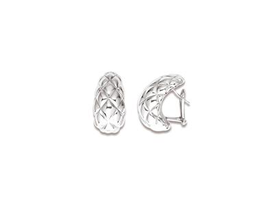 Orecchini Ovali Bombati Fantasia Da24 Mm, Argento 925 Rodiato