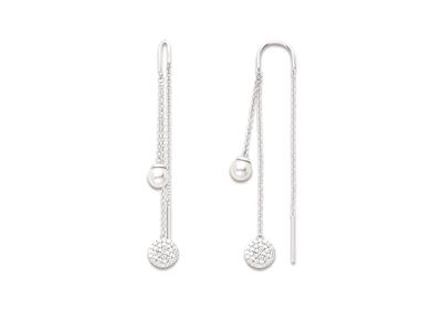 Orecchini, Catene Pendenti, Perle E Pastiglie Di Zirconi, 55 Mm, Argento 925, Rodiato - Immagine Standard - 1