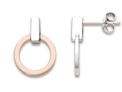 Orecchini A Cerchio Con Barra Verticale Da 12 Mm, Argento 925 Placcatoin Rodio E Placcato In Rosa