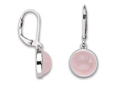 Orecchini, Tondi, Quarzo Rosa, 27 Mm, Argento 925 Rodiato - Immagine Standard - 1