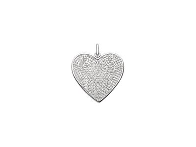 Ciondolo Cuore Pietre Di Cristallo, Altezza 30 Mm, Argento 925 Rh - Immagine Standard - 1