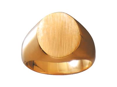 Anello Con Sigillo Girato Al Dito Massiccio, Superficie 16 X 13 Mm, Oro Giallo 18k. Rif. 21, Dito 56