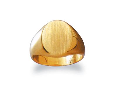 Anello Con Sigillo Massiccio Regolabile Al Dito, Superficie Piatta 15 X 13 Mm, Oro Giallo 18k. Rif. 22, D