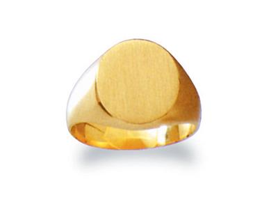 Anello Con Sigillo Girato Al Dito Massiccio, Piatto 14 X 12 Mm, Oro Giallo 18k. Rif. 23, Dito 55
