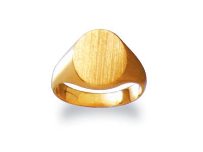 Anello Con Sigillo Girato Al Dito Massiccio, Piatto 13 X 11 Mm, Oro Giallo 18k. Rif. 24, Dito 55