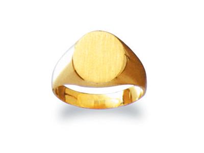 Anello Con Sigillo Girato Sul Dito Massiccio, Piastra 12 X 10 Mm, Oro Giallo 18k. Rif. 25, Dito 54