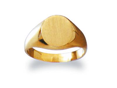Anello Con Sigillo Girato Verso Il Dito Massiccio, Piastra 11 X 9 Mm, Oro Giallo 18k. Rif. 26, Dito 46