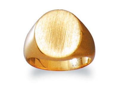 Anello Con Sigillo Tornito Massiccio, Piastra 17 X 14,5 Mm, Oro Giallo18k. Rif. 4020, Dito 65
