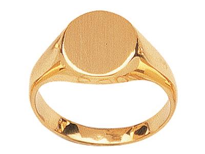 Anello Sigillato Ovale Massiccio 10,5 X 9 Mm, Oro Giallo 18 Carati. Rif. 08674