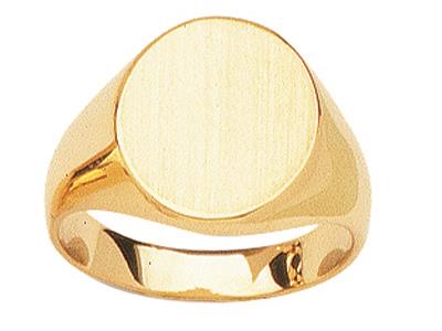 Anello Sigillare Ovale Massiccio 16,5 X 15 Mm, Oro Giallo 18 Carati. Rif. 08678