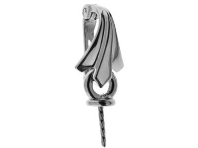 Cerniera A Clip Per Perla Da 9 A 10mm, Oro Bianco 18 Carati Rodiato. Rif. Pec039