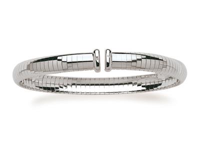 Bracciale Omega Aperto 6 Mm, Flessibile, Diametro 56 Mm, Oro Bianco 18 Carati