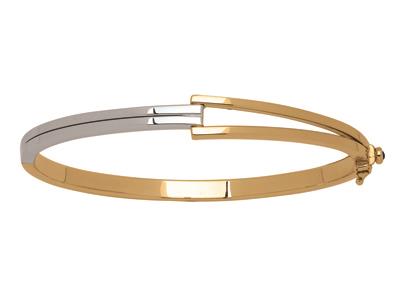 Bracciale Rigido Asimmetrico A Forma Di V, 60 Mm, Oro Bicolore 18 Carati
