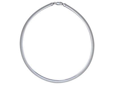 Collana Omega Curvo 6 Mm, 42-45 Cm, Argento 925 Rodiato