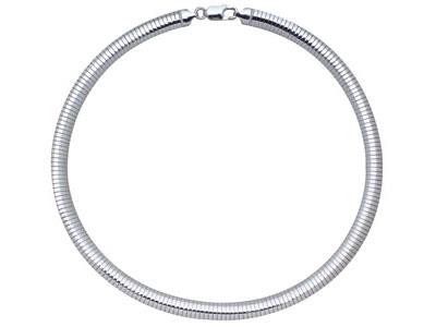 Collana Omega Curvo 8 Mm, 42 Cm, Argento 925 Rodiato