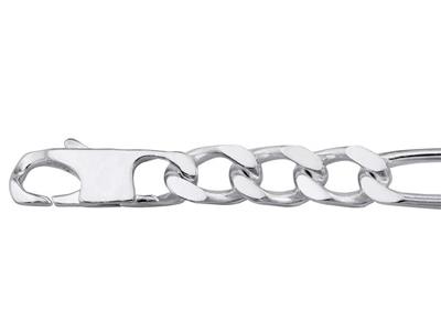 Bracciale Maglia Alternata 13, 5 Mm, 21 Cm, Argento 925 Rh