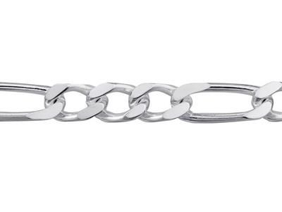 Bracciale A Maglie Alternate 1/3, 6mm, 21 Cm, Argento 925 Rodiato - Immagine Standard - 2