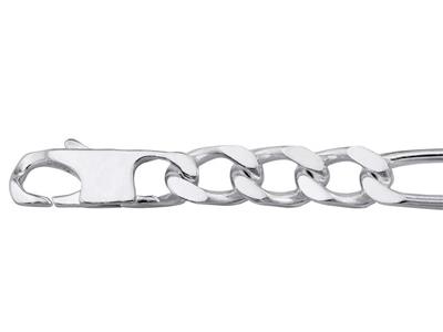 Bracciale A Maglie Alternate 13, 6mm, 21 Cm, Argento 925 Rodiato