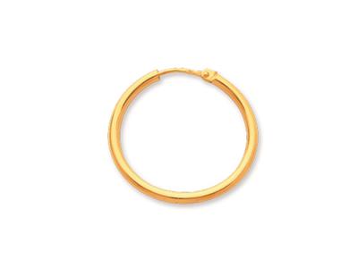 Orecchini A Cerchio, Filo Rotondo 2 Mm, Diametro Esterno 24 Mm, Oro Giallo 18 Ct.