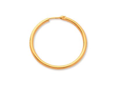 Orecchini A Cerchio, Filo Rotondo 2 Mm, Diametro Esterno 30 Mm, Oro Giallo 18 Ct.