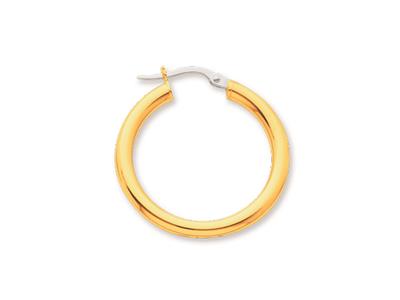 Orecchini A Cerchio, Filo Rotondo 3 Mm, Diametro Interno 20 Mm, Oro Giallo 18 Ct.