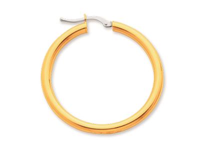 Orecchini A Cerchio, Filo Rotondo 3 Mm, Diametro Interno 30 Mm, Oro Giallo 18 Ct.