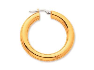 Orecchini A Cerchio, Filo Rotondo 5 Mm, Diametro Interno 25 Mm, Oro Giallo 18 Ct.