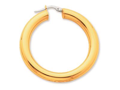 Orecchini A Cerchio, Filo Rotondo 5 Mm, Diametro Interno 30 Mm, Oro Giallo 18 Ct.