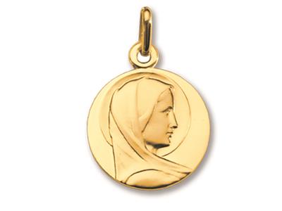 Medaglia Vergine Di Profilo, Oro Giallo 18 Carati Opaco E Lucido