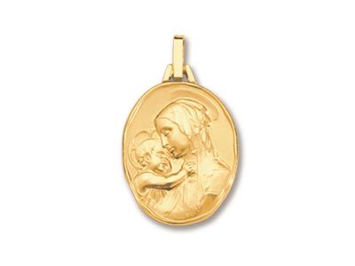 Medaglia Con Vergine E Bambino, Oro Giallo 18 Carati