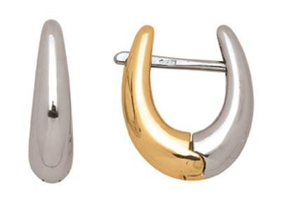 Orecchini A Cerchio Reversibili, A Goccia, Altezza 14 Mm, Oro Bicolore18k