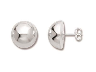 Orecchini A Mezza Sfera 14 Mm, Argento 925