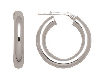 Orecchini A Cerchio In Filo Tondo Da 4 Mm, Diametro Interno 15 Mm, Argento 925