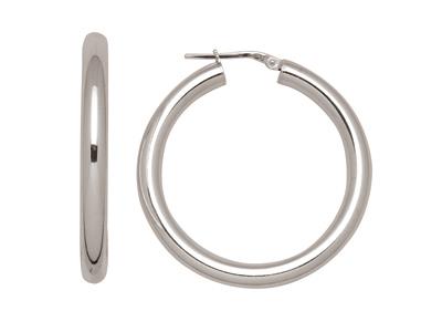 Orecchini A Cerchio In Filo Tondo Da 4 Mm, Diametro Interno 30 Mm, Argento 925