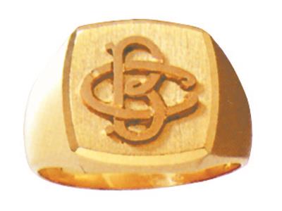 Anello Con Sigillo Massiccio Con Monogramma , 14 X 14 Mm, Oro Giallo 18 Ct. Ref. 699